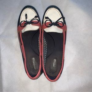 Sperry | Top Sider Leather Tri-Color Ballet Flats in Navy White Pink 9.5